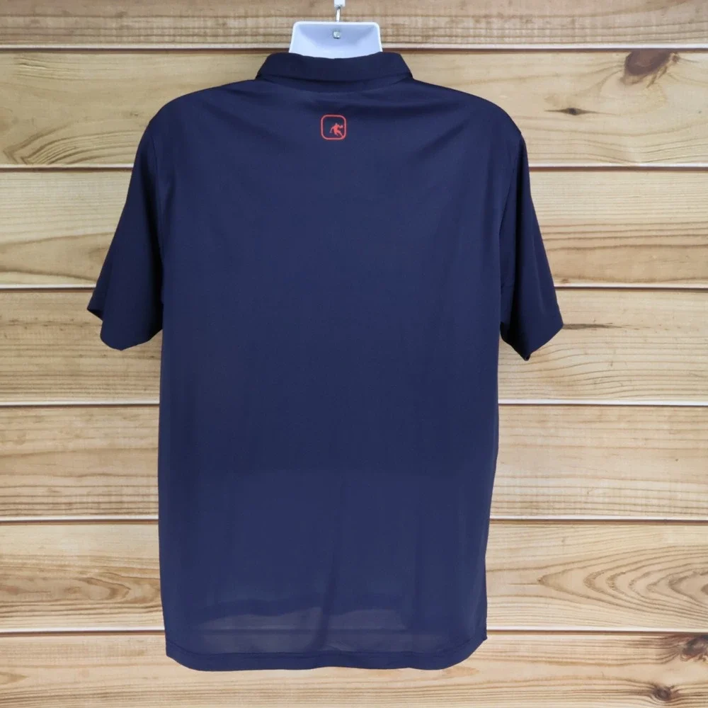 AND1 Activewear Polo Golf Shirt Mens Size L Very Dark Blue Striped Short Sleeves